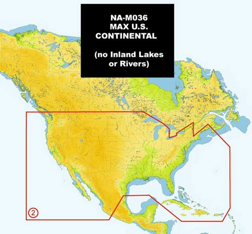 C-MAP NA-M036 C-CARD FORMAT MAX U.S. (NO LAKES OR RIVERS)