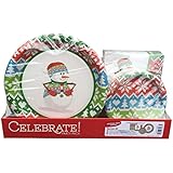 Celebrate Holiday Party Paper Plates & Napkins (50 - 6.75" Paper Plates / 50 - 10.25" Paper Plates / 100 - 13"x13" Paper Napkins), Serves 50