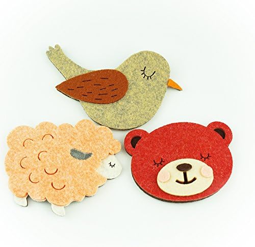 felt hair clip for girls bird, lamb, bear shapes, in 4 color combinations (warm)