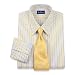 Paul Fredrick 80s Twin Stripe Traditional Straight Collar, Button Cuffs W/contrast Trim