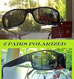 2 Pairs Foster Grant Black Polarized Sunglasses with Spring Hinges