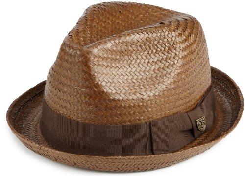 Brixton Men's Castor Straw Fedora Hat, Brown Straw, L