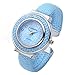 Top Plaza Fashion Women's Cuff Watch, Round Case PU Leather Band, Blue