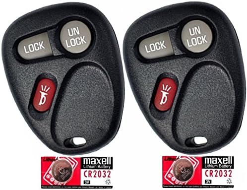 Discount Keyless Pair of Replacement 3 Button Automotive Keyless Entry Remote Control Transmitters with Extra Batteries Compatible with GM Vehicles 15042968
