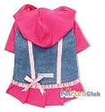 Pink Hooded Denim Dress Dog Apparel Chihuahua Yorkie XS