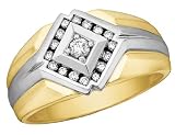 Diamond Men's Ring 1/3 Carat (ctw) in Yellow and White Gold