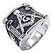 KONOV Vintage Embossed Freemason Masonic Stainless Steel Mens Ring, Black Silver