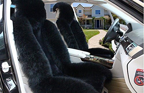 Sheepskin Car Seat Cover 1 Pair Car Cushion Front Driver Seat Cover Car Seat Cushion Sheepskin Car Supplies Many colors to choose (black)