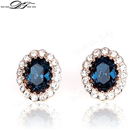 Top Quality DFE109 Vintage Blue Imitation Gemstone 18K Gold Plated Stud Earrings Jewelry For Women Genuine Crystal Blue BY Mary J