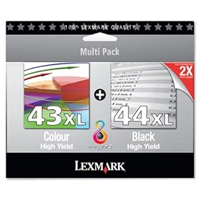Lexmark No. 43XL/44XL Inkjet Cartridge Black and Colour Ref 80D2966 [Pack 2]