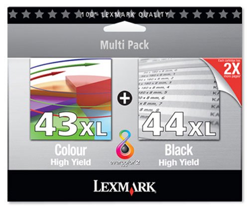 Lexmark No. 43XL/44XL Inkjet Cartridge Black and Colour Ref 80D2966 [Pack 2]