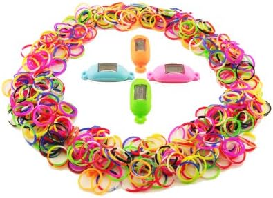 Loom Band Watch Clips Rainbow Four Pack Bundle - Pink, Green, Orange, Blue