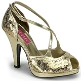 SIREN-07SQ, 4 Sandal Gold Sequins Size 9