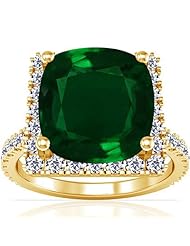 18K Yellow Gold Cushion Cut Emerald Ring With Sidestones (GIA Certificate)