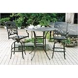 Farfalla 42 Inch Round Cast Aluminum Bar Set With Swivel Chairs
