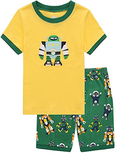 Family Feeling Robot Little Boys Shorts Set Pajamas 100% Cotton Clothes Toddler Kid