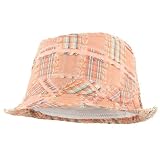 Plaid Raw Patch Fedora Hat - Orange W19S65C