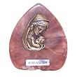 Mother with Child Pewter table stand on colored Jerusalem stone (9cm or 3.5 inches high).