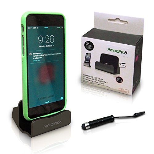 AmaziPro8 iPhone Charger Docking Station+ Stylus + Dust Plug + 5 ebooks, Best USB Lightning Cable, Charge Sync Stand, Cradle Charging Dock Stations for Apple 6 Plus 6s Plus 6 6s 5 5S 5C