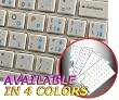 SWISS KEYBOARD STICKERS WITH BLUE LETTERING ON TRANSPARENT BACKGROUND