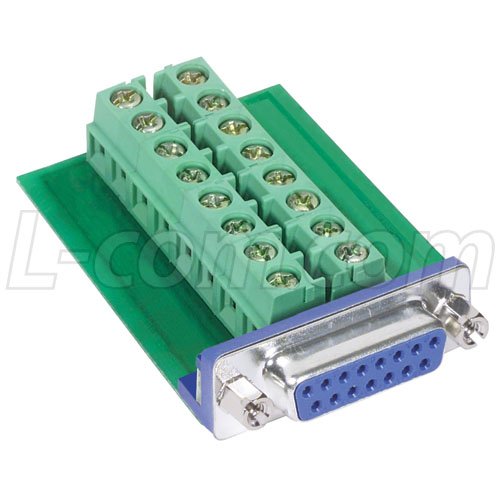 L-com DGB Series DB15 Female Connector for Field Termination (Screw Terminal)