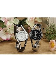 Youyoupifa Stylish Black Round Dial Silver Strap Ladies Bracelet Watch