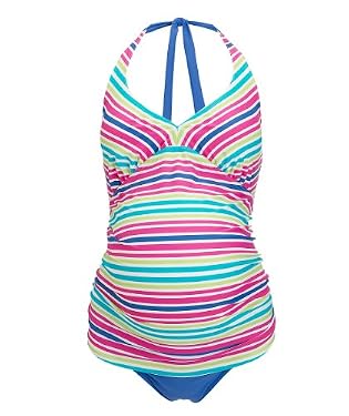 Maternity Candy Stripe Tankini - Aqua Maternity Candy Stripe Tankini - Aqua