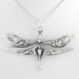 Large Celtic Dragonfly Pendant in Sterling Silver on 18 Box Chain, #8724