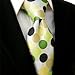 Intrepid Executive Wardrobe Accessory , Handmade 100% Silk Jacquard Woven White , Yellow , Green, and Black Colors Polka Dot 3.4