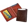 Crocodile Leather Card Case with ID Holder, Brown