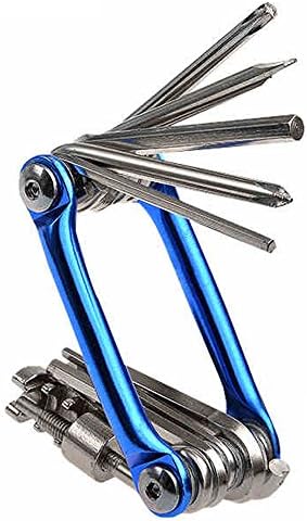 RORIO 11 in 1 Steel Multi-Function Mechanic Cycling Bicycle Bike Repair Tool Kit with Wrench Screwdriver Chain Cutter (Blue)