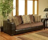 IMAGE OF Sofa Couch with Espresso Leather Frame and Chocolate Cushion Seat