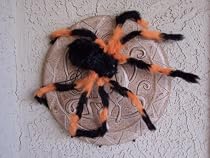 LARGE HALLOWEEN FURRY BLACK & ORANGE SPIDER - 10 " (SPIDER ONLY - WEBBING SOLD SEPARATELY)