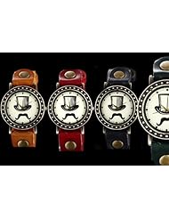 Youyoupifa Ladies Round Face Lovely Magic Alloy Red Leather Strap Quartz Movement Wrist Watch