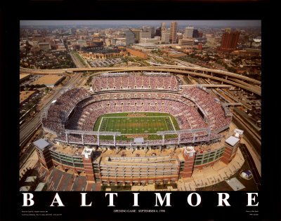 Baltimore - First Opening Day at Raven Stadium Art Poster Print by Mike Smith, 28x22