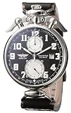 AVIATOR (アビアートル) 腕時計 ウイングス ブラック 革バンド クロノ 31332801436D メンズ [正規輸入品]の画像
