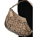 COACH  Soho Pleated Signature Jacquard Fabric Hobo Khaki 13740