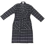 Black and Gray Plaid Flannel Bath Robe for Men