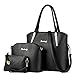 LINGTOM 3 Pieces Lady Womens PU Leather Shoulder Bags Top Handle Cross Satchel Handbag Set