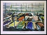 Boat Works 1987, Hand Signed in Pencil and Numbered Limited Edition Offset Lithograph By California Artist Elsie Dill - Unframed Artwork