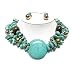 Turquoise Round Stone Pendant and Multi Stone Necklace Earrings Set