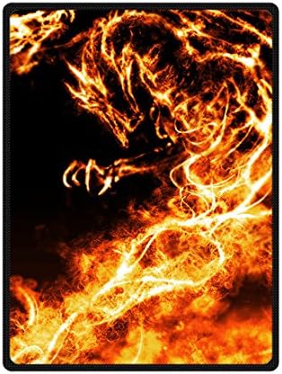 SANMOU Custom Fire Dragon Art Design Fleece Throw Blanket Warm Reversible 58" x 80" (Large)