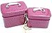 HOYOFO 2-Piece Stone Texture Cosmetic Train Case Set Large Makeup Bags with Mirror