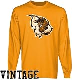 NCAA Siena Saints Gold Distressed Logo Vintage Long Sleeve T-shirt
