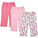 Luvable Friends 3-Pack Printed Pants, Pink Flowers, 12-18 Months