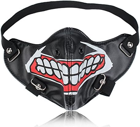Black Leather Tokyo Steampunk Sports Cosplay Motocycle Biker Half Face Mask