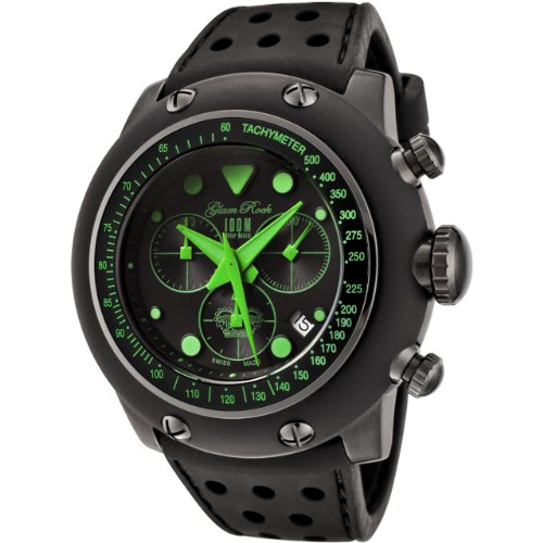 Glam Rock Men's GR90109 Racetrack Collection Chronograph Black Silicone Watch