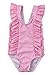 stylesilove Baby Girl Ruffle Striped Swimsuit One-Piece (80/6-12 Months, Pink)