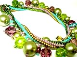 Crystal Pearl Green Peridot Amethyst Aqua Herringbone Bracelet Flexible Time for All Things - Fair Trade