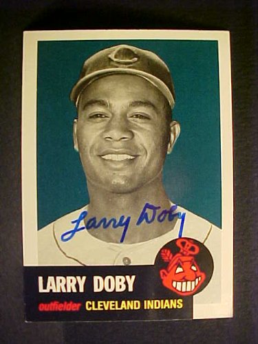 Larry Doby Cleveland Indians #333 1953 Topps Archives Signed Baseball Card